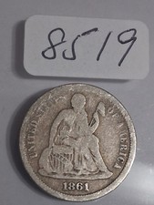 1861 P SEATED LIBERTY DIME - CIVIL WAR ERA - picture