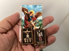 Lot 5 Pcs Escapular St Michael Brown Escapulario San Miguel Protección prayer picture