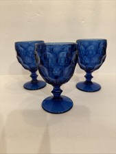 Imperial Glass (3) Provincial Cobalt Blue Goblets 7oz 5 3/4
