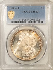 1880-O $1 MORGAN DOLLAR - PCGS MS-63 FRESH, ATTRACTIVE TOUGH NEW ORLEANS DOLLAR picture