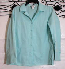Talbots Women's Top Size 12 Teal Long Sleeve Wrinkle Resistant picture