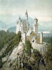 Adolf Hitler Neuschwanstein Castle 1914 German Landscape Watercolor Art Print picture