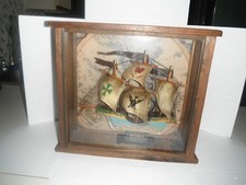 Vintage Mayflower 3D Ship Model Shadow Box Art Framed Diorama 14
