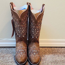 Los Compadres Brown Embroidered Western Cowboy Boots Women’s US 6 picture