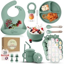 O'Doe Baby Weaning Set – 15 Pcs Silicone Baby Feeding Set. (Green) picture