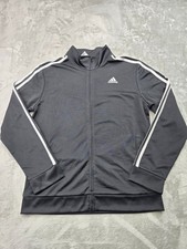 Adidas Jacket Boys XL 18-20 Black/White Zip Up Track Sweater picture