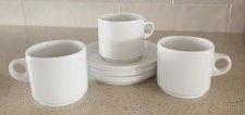 Rosenthal JOY WHITE Cups & Saucers Germany Studio-Line Wolf Karnagel Set of 3 picture