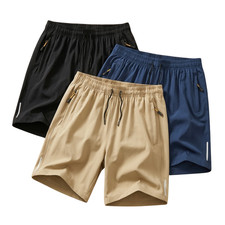 3 Pack Men Quick-Dry Athletic Shorts Drawstring Zipper Pockets Workout Shorts picture