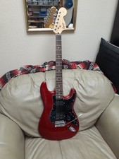 Beautiful Red Custom Squier by Fender Affinity Strat Guitar HH Alnico 5's picture