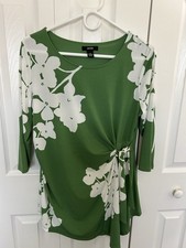 Alfani Green Floral Tunic Top Size M picture