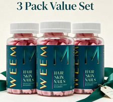 3x WEEM Hair Skin and Nails Gummies Vegan biotin Expiration Date 08/2028 picture