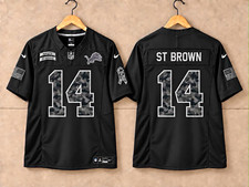 Nike Detroit Lions Amon-Ra St. Brown #14 Salute to Service Jersey Black All Size picture