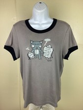 VTG 2003 Emily the Strange Baby Doll Shirt Womens Medium Cosmic Debris Y2K Goth picture