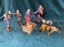 Vintage Nativity Figures Mixed Lot 7 Pieces Mary Jesus Joseph Mule Ox Shepherd picture