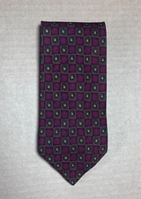 Vintage J.Z. Richards Men’s 100% Silk Tie Burgundy/Olive Geometric Made in USA picture