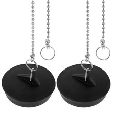 2 Pcs Universal Rubber Sink Plug Drain Stopper with Beaded Chain for Bathtub picture
