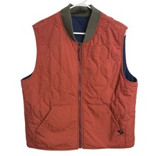 L.L.Bean Signature Reversible Quilted Vest Navy Rust Heritage Mens Size M picture