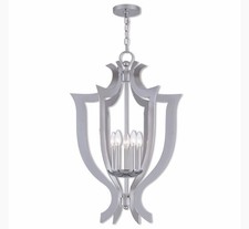LIVEX LIGHTING 41004-05 Aldrich 5 Light Polished Chrome Lantern Chandelier picture
