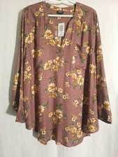 Torrid Harper-NWT-Mauve Purple Cream Green Floral Soft Long Sleeve Vneck Top-2X picture