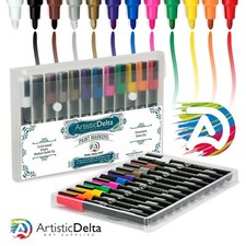 Paint Markers Set of 12 Medium Point Oil-based Art Pens w/Durable Case picture