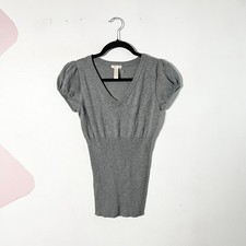 Vtg Y2k 2000s Babydoll Top Small Gray Indie Sleave Fairy Grunge picture