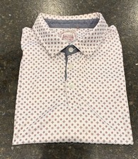 Swannies Golf Polo Shirt Mens Medium White Burgundy Geometric Print Performance picture