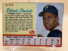 1962 Post - Roberto Clemente #173 Red Line Around Stats picture