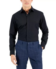 Alfani Regular Fit Convertible-Cuff Dress Shirt Men's M 15-15.5 32-33 Black picture