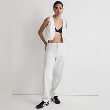 Madewell Women's The Slouchy Boyfriend Jeans Size 29 Pure White High Rise NEW picture