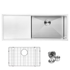 45-inch Undermount Single Bowl Handmade Kitchen Sink with Drainboard SS picture