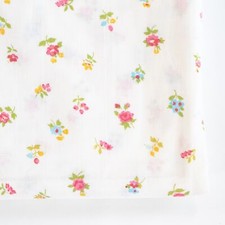 Vintage Perma Prest Twin Flat Bed Sheet Flowers Floral Muslin Pink Blue Yellow picture