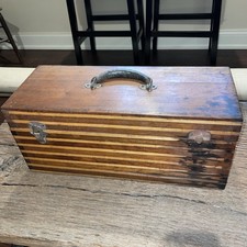 Vintage Antique Wooden  Master Tackle Box Dove Tailed Beautiful Needs Latch picture