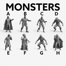 Monsters Resin 3d printed, Unpainted, Model RR Diorama Halloween Creature picture