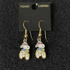 Vintage Snoopy Bicycle Earrings, Peanuts, Aviva picture