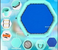 Hexagon Inflatable Water Hammock Floating Dock Gymmall Float Ring Lake Water picture