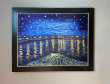 Stunning 44x56 framed Oil painting, Starry Night Over The Rhone Van Gogh picture