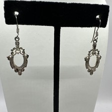 Gorgeous Vintage Art Nouveau Style Sterling Silver 925 Earrings 1.5” picture