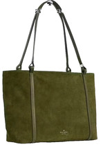 NWT Stunning Kate Spade Marlowe Enchanted Green Suede & Leather Zip Top Tote  picture