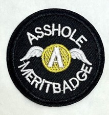 🔥 ASS HOLE Merit Badge Hook & Loop Embroidered Funny Biker Driving Morale Patch picture