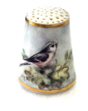 Antique Royal Worcester Porcelain Thimble Hand Painted Bird POWELL,?, picture
