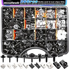 mxuteuk 260PCS U-Nut Clips & Automotive Body Fender Bolts Kit,for Most Cars Fend picture