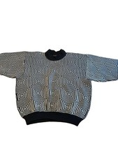 Vintage Coogi Australia Black and White Pure Wool Geometric Square Maze Mock picture