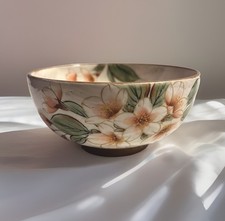 Japanese Kyo Yaki Ware Kyoto Rice Bowl Cherry Blossom 2 - 1/2