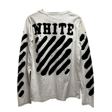 Off-White 2013 Men's Size Medium Diagonal Spray Paint White Long Sleeve T-Shirt picture