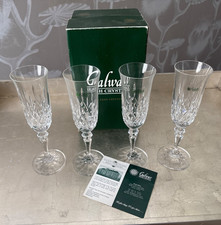 Galway Crystal (Ireland) LONGFORD Fluted Champagne Glasses New With Tags picture
