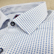 Johnston And Murphy XC4 Shirt Men Large Blue Geometric Extreme Comfort Stretch  picture