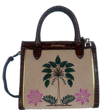 Brahmin Small Caroline Pecan Palawan Leather Satchel NWT $425 picture