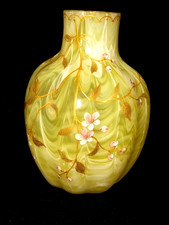 ANTIQUE BOHEMIAN HARRACH ART GLASS VASE YELLOW picture