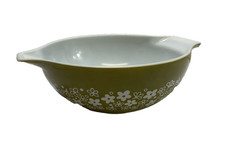 Vintage Pyrex 444 Cinderella Mixing Bowl Spring Blossom Green Crazy Daisy 4 Qt picture