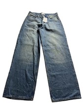 Motel Rocks Roomy Low Rise Jeans W28 L34 Bright Blue Baggy Wide Leg Denim NWT picture